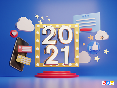 Happy New Year 2021 !! 2021 3d blender blender 3d blender3dart design illustration newyear