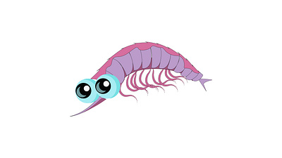 Funny Shrimp animals cartoon character design flat illustration logo minimal object ocean life pink prawn seacreature seafood shimp underthesea underwater world vector violet