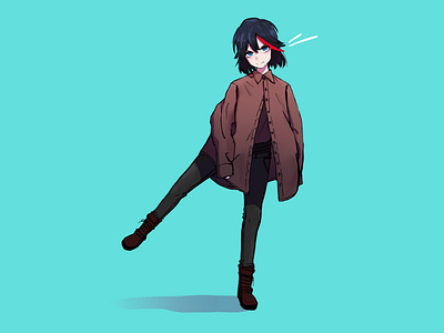 Ryūko Matoi Casual anime drawing illustration kill la kill minimal procreate