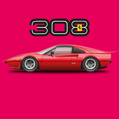 Ferrari 308 GTS adobe illustrator art artdecor creative decor design durban graphicdesign illustration south africa vectorart