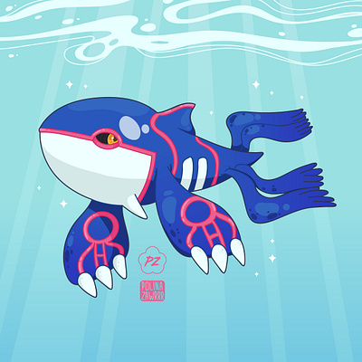 Kyogre character design illustraion japan kyogre legendary ocean pokeball pokemon pokemon go vector water