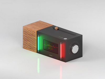 A Modern Jukebox (Metal & Wood) 2021 3d 3d art arnold c4d cinema4d concept dark mode display futuristic isometric art light box lights lightsaber material metal object speaker texture wood