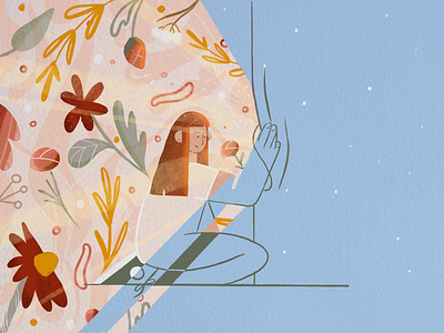 Waiting for Spring🌿 2dillustration app illustration character characterdesign digital illustration digitalart illustration procreate vector vectorart web illustration