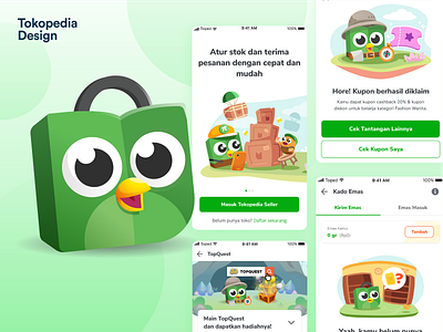 Toped - Toped Universe birds branding character design illustration mascot shopping tokopedia ui ui design ux ux design