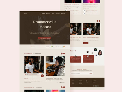 Landing page for Podcast website.