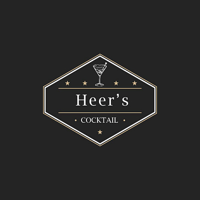 Heer's Cocktail design illustration logo minimal typography vector