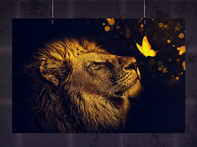 Lion and Butterfly animal butterfly carddesign cool creditcard dark debitcard design digital painting digitalart dream light lion night photomanipulation poster ruleofthird wild