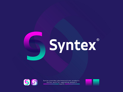 Pharmaceutical Logo Design Syntex abstract logo app icon brand identity branding creative logo logo logo symbol logodesign logomark logos logotype medical logo medicine logo modern logo pharmaceutical labels s letter logo s logo s logo mark symbol syntex