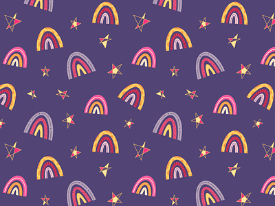 Rainbows on violet childrens illustration illustration kids art kids illustration nursery pattern pattern design pattern designer procreate surface pattern