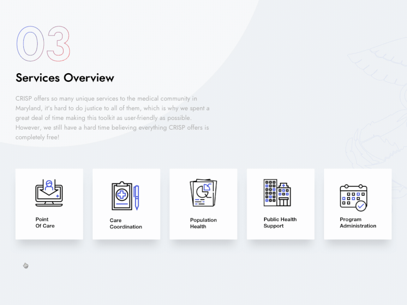 CRISP Services Overview animation design digital agency healthcare illustration interface ui web design