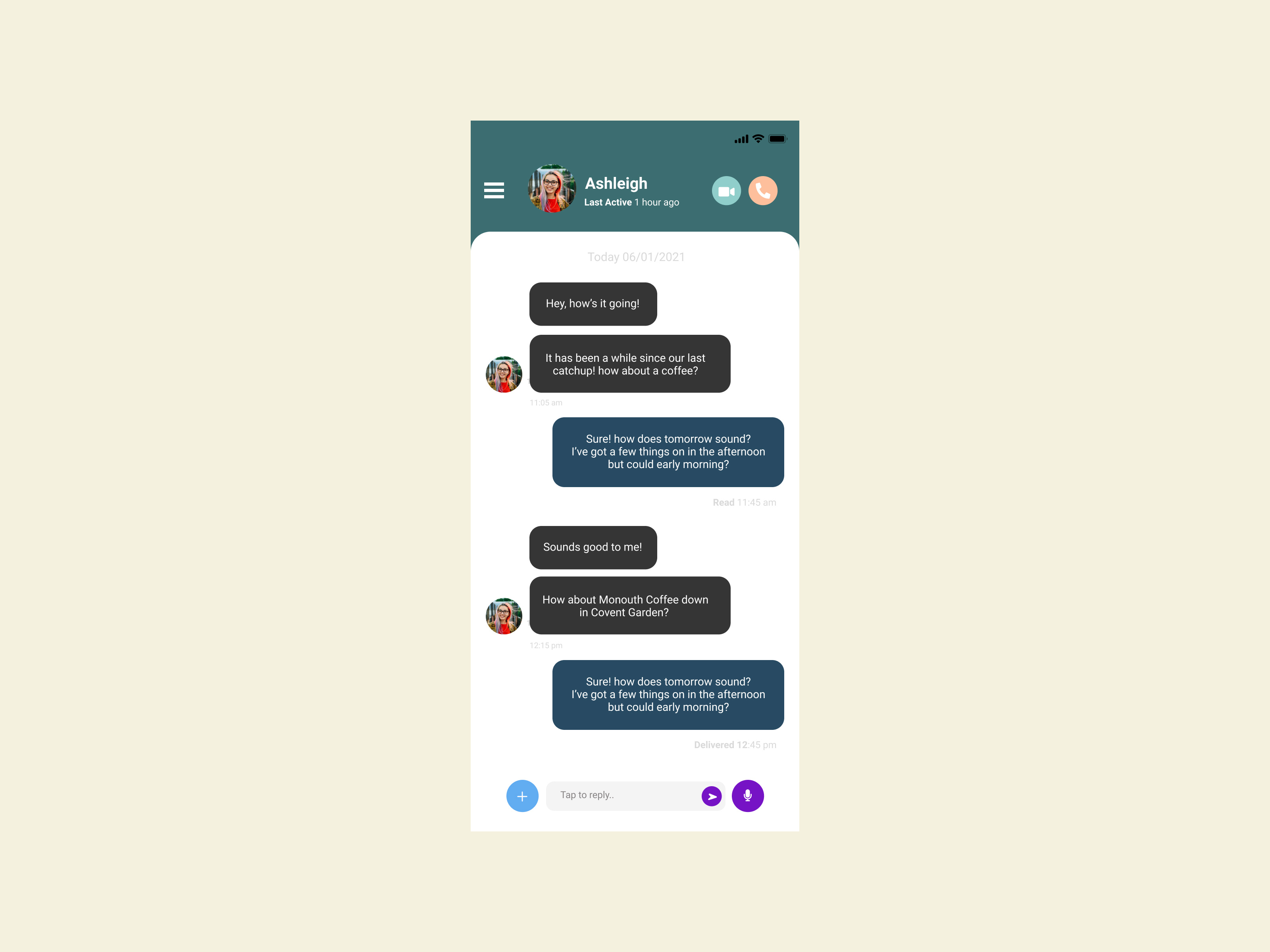 Example of Direct Messaging screen - Daily UI 13