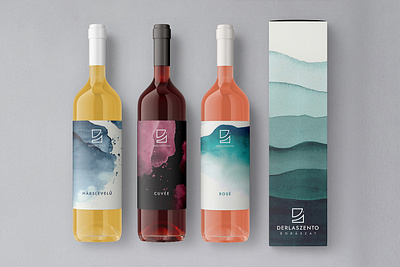 Derlaszento vinery - logo and package design #2 aquarell aquarelle bottle branding design logo package design vector vinery wine wine bottle wine label winery