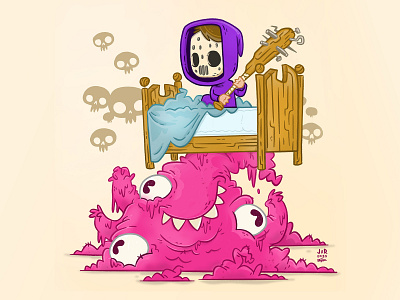 Monster Under the Bed 2020 bat bed blake stevenson cartoon character design colorful cute dangerous eyes hipster illustration jetpacks and rollerskates kid monster retro scary silly skull teeth