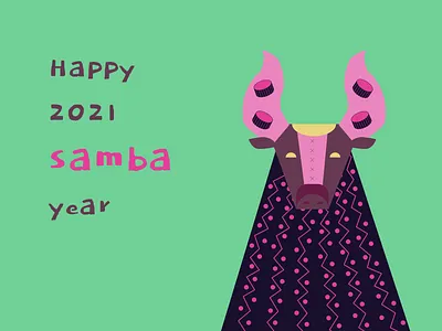 Samba postcard bull design figma figma design flat flat illustration graphic design illustration minimal ny postcard samba ui vector