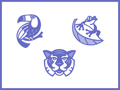 Jungle Animals animal logo icons illustration jungle animals minimal modern tiger toucan tree frog