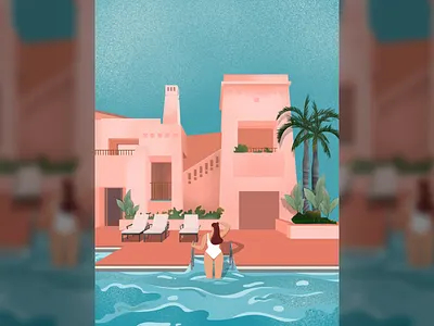 Woman on the Pool Illustration animation architecture art artwork building character colorful design design studio digital art digital painting flat design graphic design illustration illustrator pool procreate sexy swiming woman