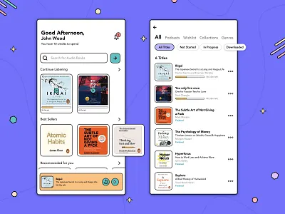 Audiobook App UI Exploration app design concept concept app interface mobile mobile app mobile app design mobile ui ui ui design uidesign user interface userinterface ux ux design visual design
