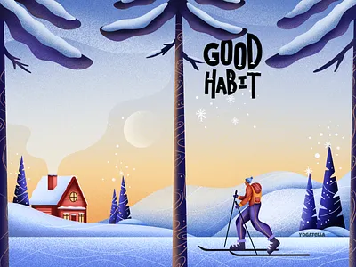 Package Design Illustrations for GoodHabit (Winter Edition) branding design digital drawing finland graphic design healthy healthysnacks illustration illustrator landscape package packaging packagingdesign print skiing snacks sports winter