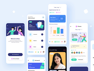 Virtual Classroom app classroom clean colorful design education educational app kids minimal mobile online product design school trending ui uidesign userexperiencedesign userinterface uxui virtual