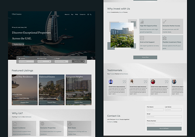 EliteEstate-A Modern Real estate Experience dubai minimalistdesign realestate ui uiux userexperience webdesign