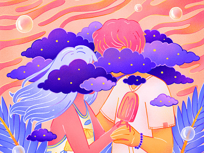 Album Artwork (Cosmos) album art album cover character cloud color digital illustration editorial illustration fantasy illustration neon procreate romance