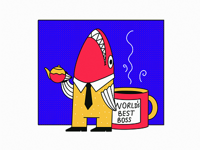 Office Ocean: Smart Shark animals art boss character design design studio digital art digital illustration digital painting fish graphic design illustration illustrations illustrator office office life office vibes shark