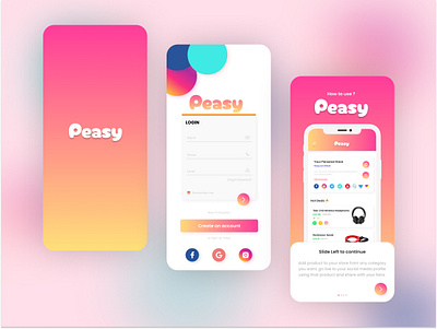 Peasy Influencer Social Media Drop Shipping App appdesign beauty behance colorful creative designinspiration dropshipping store ecommerce instagaram live makeup mobile ui social socialmedia socialmediamarketing tiktok ui uidesign uxdesign