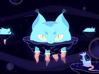 A Cat World 2d animate animation blink cat character flash gif kitty neon planet rat reactor romania world