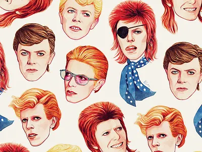 Bowie digital folioart helen green illustration painting pattern portrait