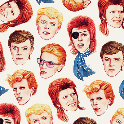 Bowie digital folioart helen green illustration painting pattern portrait