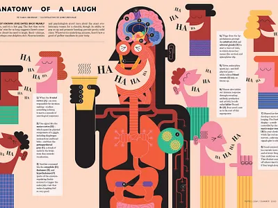 Laugh anatomy character diagram digital editorial folioart humour illustration infographic john devolle medical science