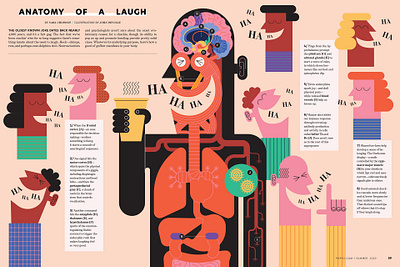 Laugh anatomy character diagram digital editorial folioart humour illustration infographic john devolle medical science