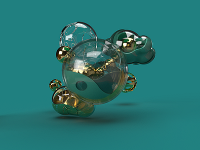 Liquid in Gold and Glass 3d 3dart abstract adobe dimension blue cgi cinema4d daily render geometric gfx gold organic realistic render surrealism