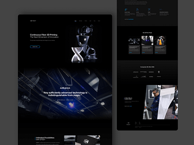 Continuous Composites - Home Page Design black cf3d continuous composites dark dark theme home home page landing page web page website design