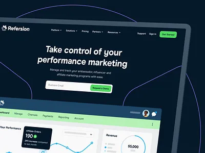 Refersion UI Design affiliate branding interface marketing product rebrand teaser ui web website