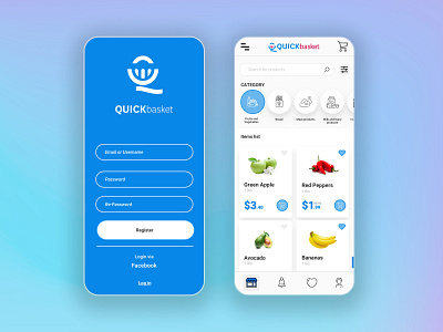 Qucikbasket APP delivery delivery app delivery service delivery status design grocery grocery app grocery delivery grocery store store store app ui ui design uiux ux uxdesign