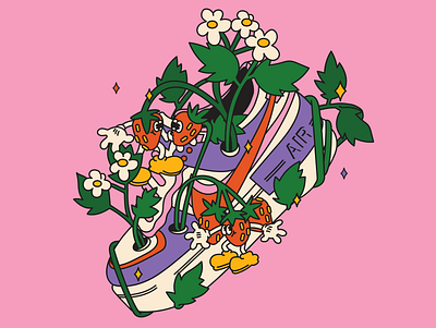 nike vs nature character character design characters design fashion flat flat illustrator illustraion nature nike nike air sneakers stilllife