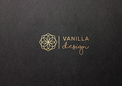 vanilla design gold and black botanical branding design flat flower gold logo vector