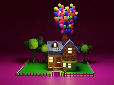 Home - Carl and ellie 3d art 3d artist blender3d home lowpoly3d new year photoshop trending upmovie
