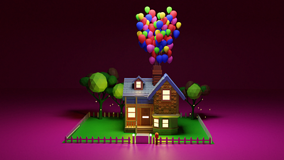 Home - Carl and ellie 3d art 3d artist blender3d home lowpoly3d new year photoshop trending upmovie