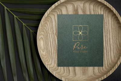 Pure yoga studio logo botanical branding design flat flower gold logo nature logo vector yoga logo yoga studio