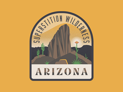 Superstition Wilderness Vinyl Sticker adventure arizona az badge badge design badgedesign cactus century plant desert hiking mountains nature outdoors sticker sticker mule stickermule sun superstition mountains superstition wilderness vinyl sticker