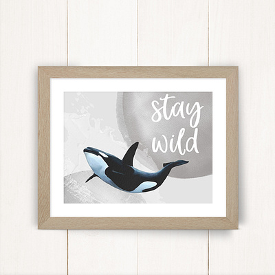 stay wild ocean child animals illustration illustration art nursery art ocean orca sea