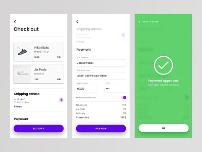 Daily UI - Credit card check out app checkout dailyui dailyuichallenge design iphone app minimal ui ux