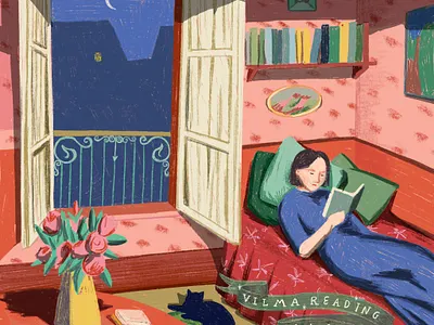 Vilma Reading on a Sofa 100dayproject art history history history of art illustration illustration art illustration design illustrations paper texture procreate