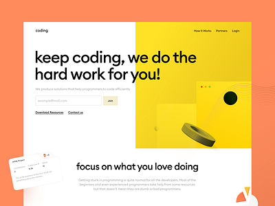 Landing Page 3d coding colorful landing colors elements illustration landing landing design landing inspiration landing page landing page concept landing page design landing page ui ui uiux ux web yellow yellows