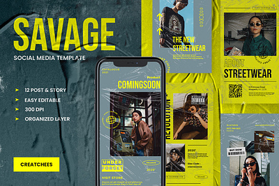 Savage - Instagram Posts & Stories Template instagram instagram banner instagram post instagram post design instagram post template instagram posts instagram posts template instagram stories instagram stories pack instagram stories template instagram story instagram story template instagram template instagram templates post posts socia lmedia pack social media stories story