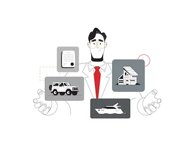 Businessman artwork boat businessman car design home illustration man mobile style vector