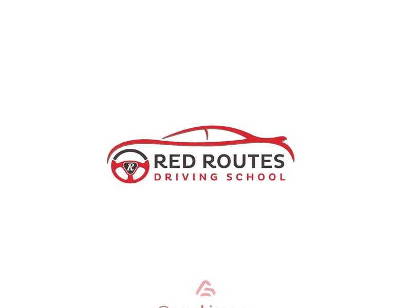 Red Routes Driving School Logo Animation. animated gif animated logo animation app brand identity branding car logo driving school graphic design icon logo logo design logos logotype typography