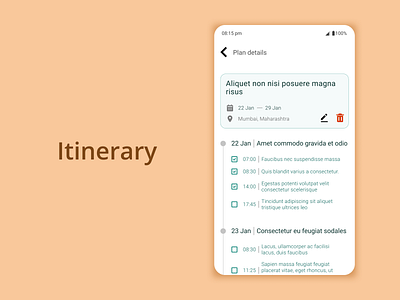 DailyUI Challenge 079 - Itinerary daily 100 challenge dailyui dailyui 079 dailyuichallenge itinerary mobile design mobile ui ui ui design web design webdesign